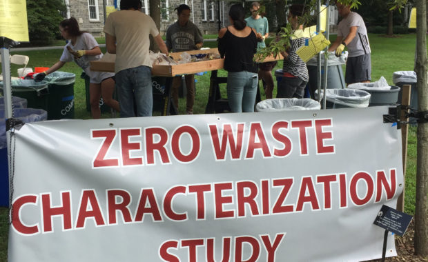 Photo of the waste characterization study at Swarthmore in 2018