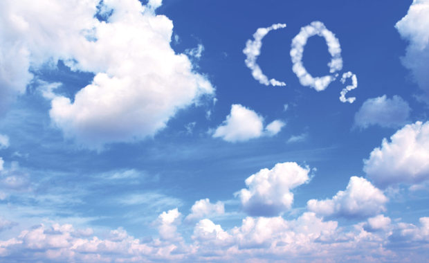 Photo of clouds that spell out CO2